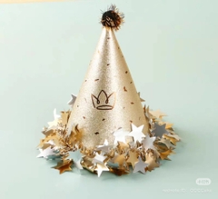 Set 10 mũ sinh nhật lấp lánh gắn tua rua hình ngôi sao - MÀU VÀNG (kt 19X13cm).