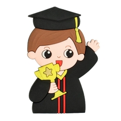 Tượng nhựa dẻo - em bé TRAI cử nhân tóc nâu.