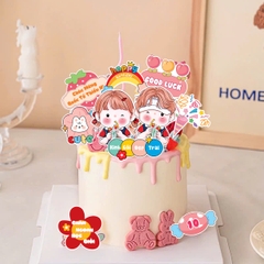 Combo 2 set giấy- 2 bé trai gái uống trà sữa (chúc mừng quốc tế thiếu nhi).