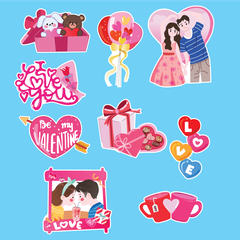 Combo 2 set giấy Valentine - 2 đôi tình yêu (có đôi uống trà sữa).