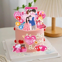 Combo 2 set giấy Valentine - 2 đôi tình yêu (có đôi uống trà sữa).