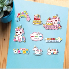 Combo 5 set giấy - Ngựa hồng, bánh sinh nhật và chữ Have nice day.
