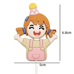 Tượng bé răng thỏ mũ hồng (nhựa dẻo dày).