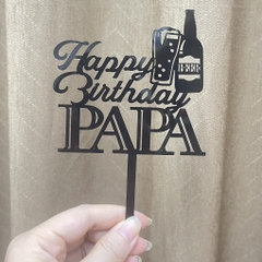 Set 10 mica HPBD PAPA gắn chai rượu-màu ĐEN.