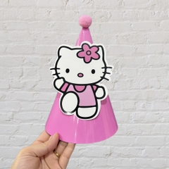 Set 10 mũ 3D cán bóng giấy đẹp kt dk 13cmx cao 20cm - Kitty cài hoa M59.