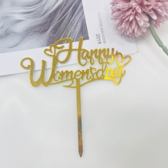 Set 10 mica Women's day chữ uốn-VÀNG.