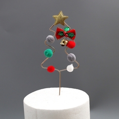 Cây thông Noel sắt gắn quả bông-Sao vàng.