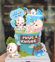 Combo 2 set giấy  - bé TRAI xe nôi xanh và bảng viết chữ.