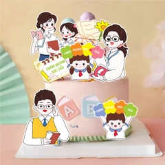 Combo 2 set giấy 20-11: Thầy cô giáo và học sinh (mẫu 9 -cô giáo áo trắng đeo kính, thầy giáo áo vàng trắng)Q9119.
