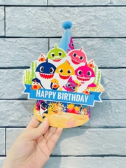 Set 10 mũ 3D cán bóng giấy đẹp kt dk 13cmx cao 20cm -BABY SHARK.M44