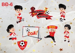 Set giấy bóng đá HD - cấu thủ áo đỏ và huấn luyện viên cầm chữ WIN.