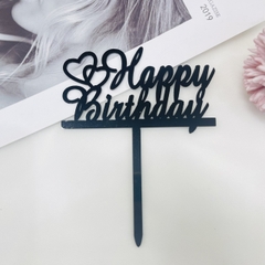 Set 10 mica HPBD chữ H gắn 2 trái tim-ĐEN.