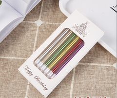 Vỉ 6 cây nến dài mạ nhiều màu.