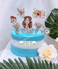 MUA 1 TẶNG 1 -Combo 2 set giấy cô gái - hoa-xe đạp.