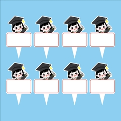 Set 50 thẻ giấy có chân cắm-bé GÁI CỬ NHÂN (MẪU 4).