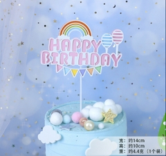 Set 5 Cầu vồng gắn chùm bóng (chữ HPBD HỒNG).