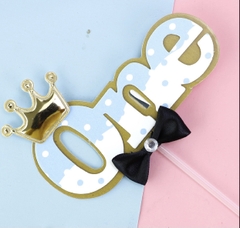 Set 5 chữ ONE giấy đội vương miện-XANH.