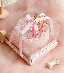 Set 10 hộp mica có kèm đế và dây xách (kt 20x20x17cm)-HỒNG.