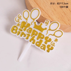 Set 100 cây nhựa HPBD chùm bóng-vàng.