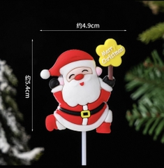 5 tượng nhựa dẻo - ông già noel cầm hoa 5 cánh màu vàng