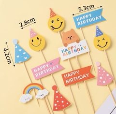 COMBO 2 Set giấy mũ-mặt cười-gấu-chữ HPBD.