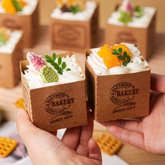 Set 50 cốc giấy vuông Kraft  6x6x6cm (216ml) MẪU 1.