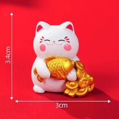 Set 4 mèo thần tài mix mẫu mini (nhựa đặc).