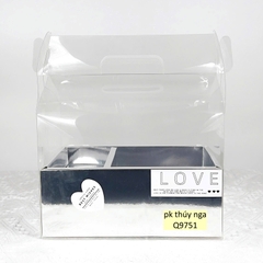 Set 10 hộp mica 2 ngăn LOVE -MÀU BẠC.