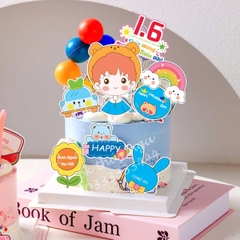 Combo 2 set giấy - Bé TRAI đội mũ tai gấu.