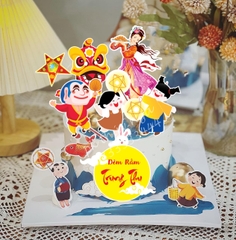 Combo 2 set giấy trung thu - rước đèn  mẫu 3 (đèn ông sao, hằng nga, em bé)