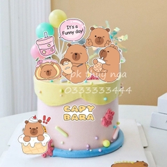 Combo 2 set giấy-Capybara mẫu 2 (uống trà sữa).