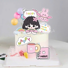Combo 2 set giấy - bé GÁI cài bông hoa hồng trên đầu + quyển sách hồng.