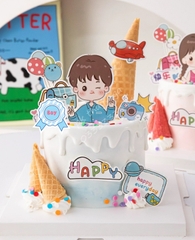 Combo 2 set giấy - bé TRAI Happy và chùm bóng.