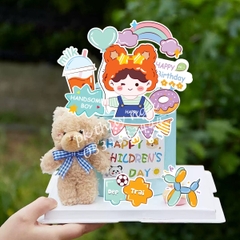 Combo 2 set giấy - Bé TRAI cầm chùm bóng + cốc sữa +handsome boy.