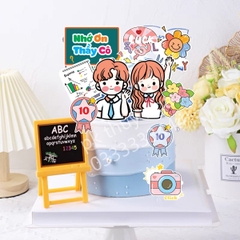 Combo 2 set giấy- học sinh nam nữ áo trắng, điểm 10, bó hoa9860.