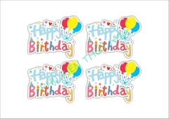 Set 8 cây cắm HPBD giấy gắn chùm bóng -XANH.