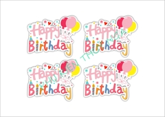 Set 8 cây cắm HPBD giấy gắn chùm bóng -HỒNG.