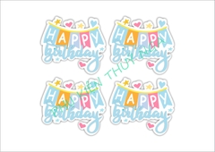 Set 8 cây cắm HPBD giấy gắn tim sao nhỏ -XANH.