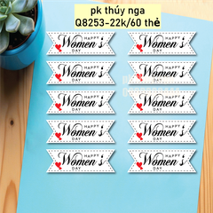 Set  60 thẻ trắng kèm que cắm- Happy Women's day chữ TO.