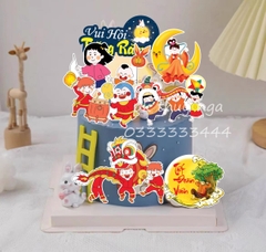 Combo 2 set giấy trung thu-vui hội trăng rằm (múa lân, chú cuội, hằng nga).