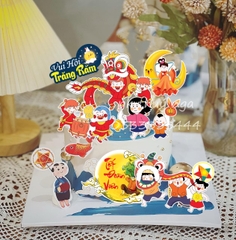 Combo 2 set giấy trung thu-vui hội trăng rằm (múa lân, chú cuội, hằng nga).