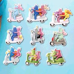 Set cây cắm giấy SX - 18 nhóm nhân vật VÔ TRI (lái xe máy)  (cao khoảng 8 cm).