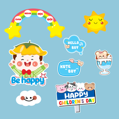 MUA 1 TẶNG 1 - Combo 2 sét giấy (1-6) - Bé  TRAI Happy + cầu vồng chăm ngoan học giỏi.