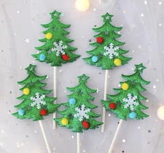 set 3 cây thông noel có gắn bông sắc màu.