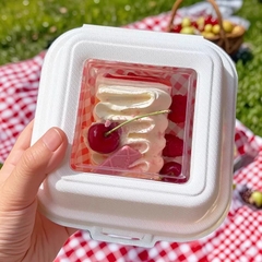 Set 100 hộp bã mía màu trắng  - nắp kính.