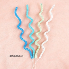 Set 4 cây cắm xoắn nhũ (xanh-trắng).