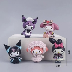 Set 5 tượng Mèo Melody KUROMI-NHỰA ĐẶC.