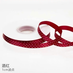 Ruybang chấm bi 1cm x 25m-MÀU ĐỎ.