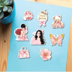 10 set giấy -cô gái màu hồng và gấu bông (SX).