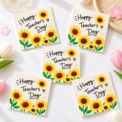 Set 50 thẻ giấy - Happy teacher's day hoa hướng dương kt 5x8cm.